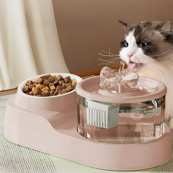 OEFNTAC Home and Kitchen 2-in-1 Cat Bowl Water Dispenser Feeding Bowl Automatic Circulating Drinking Feeder Neck Protector for Cats Dogs