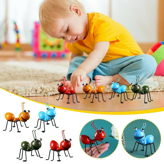 OEFNTAC Iron Art Ant Wall Hanging Ornament Colorful 3D Metal Home Garden Decor Table Desk Patio Cute Indoor Outdoor Figurine Lifelike Decorative Gift Accent Durable