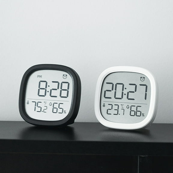 OEFNTAC LCD Electronic Alarm Clock with Magnetic Suction Temperature Humidity Display Desk Wall Mountable Slim Digital Timepiece for Bedroom Kitchen Office Multifunctional