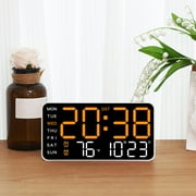 OEFNTAC LED Digital Wall Clock Large Display 8.46x1.06x4.33in Alarm Calendar Temperature Bedroom Office Desk Clock