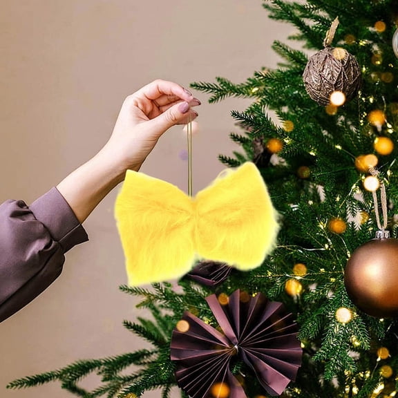 OEFNTAC Long Haired Bow Ornament Candy Color Polyester Ribbon Tree Hanging Handcrafted Fun Holiday DIY Party Decor Girl Room Accessories Colorful Soft 3.93x5.9in