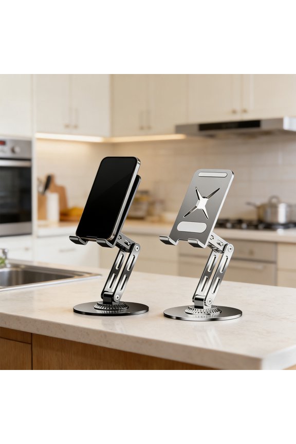 Metal Rotating Tablet Phone Stand Desktop Adjustable Foldable Non Slip Flexible Viewing Angle Business Office Live Stream Holder Universal Holder Compact