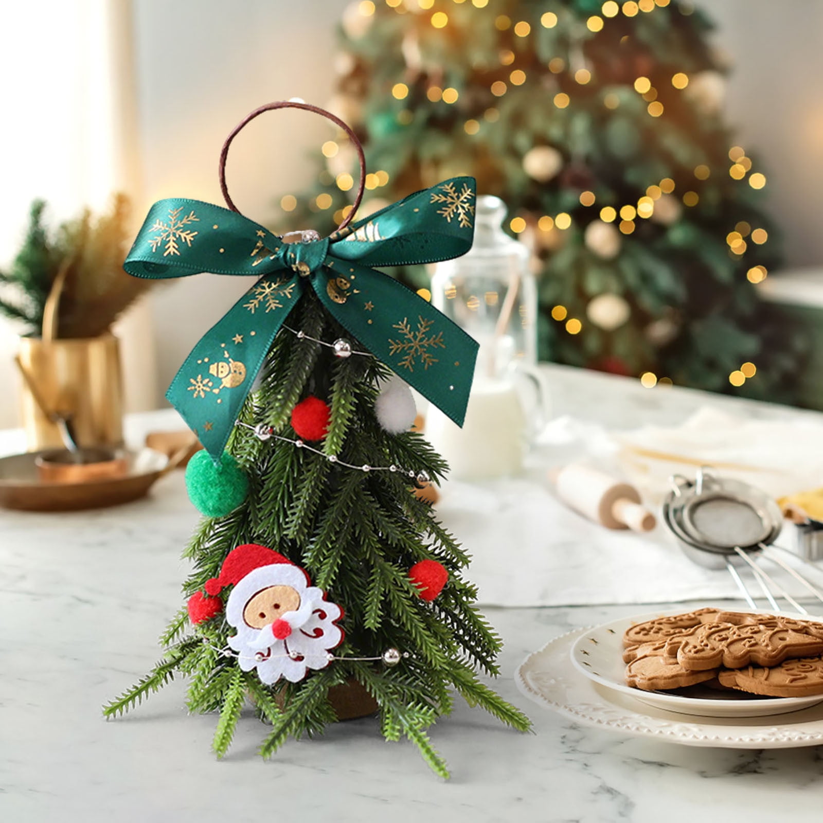 OEFNTAC Mini Desktop Christmas Tree Ornament Table Barrel ed Scene ...