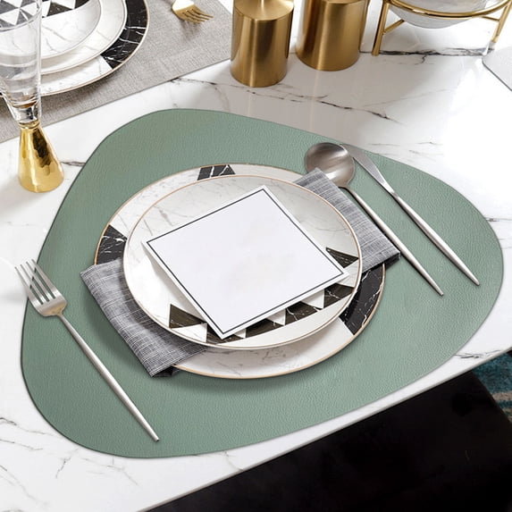 OEFNTAC Minimalist Faux Leather Triangle Placemat Water Oil Resistant Heat Geometric Slip Resistant Dining Table Slim Storage Easy Clean 0.8mm