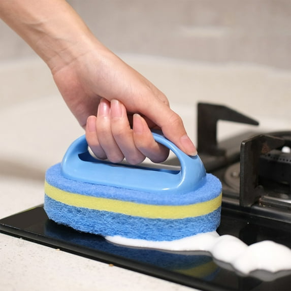 OEFNTAC Multipurpose Handle Cleaning Brush Ergonomic Plastic Scrubber for Bathroom Bathtub Kitchen Stain Removal 6.2x3.7x1.2in