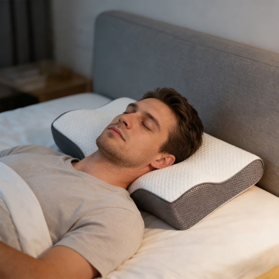 OEFNTAC Neck Pillow Cervical Support Memory Foam Ergonomic Contour Orthopedic with Removable Washable Cover for Home Bedroom Bedding