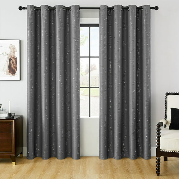 OEFNTAC Pair of 39x78in Curtains Panel Set Modern Stacking Elegant Bedroom Living Room Round Grommet Window Treatment Insulated Noise Reducing Light Blocking Polyester Fabric