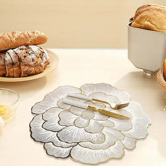 OEFNTAC Peony Style PVC Table Mat Thermal Insulation Cup Placemat Heat Dining Decor