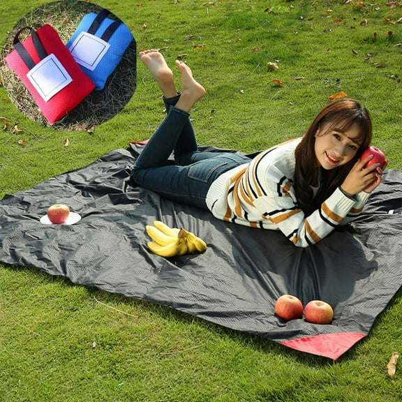 OEFNTAC Picnic Mat Nylon Pocket 27.5x43.3in Waterproof Sandproof 0.02lb Foldable Beach Blanket with Pouch Outdoor Camping Travel
