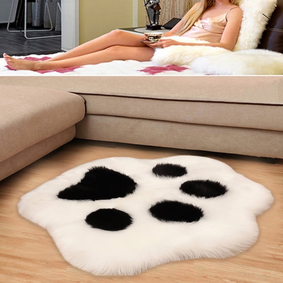 OEFNTAC Plush Paw Shaped Area Rug Soft Non-Slip Faux Wool Carpet 19.68x23.62 Inches Floor Mat for Bedroom Living Room Nursery