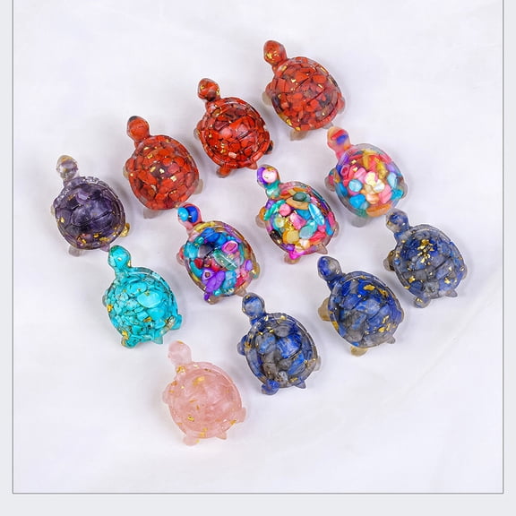 OEFNTAC Pocket Amethyst Turtle Figurine Natural Crystal Healing Stone Carved Tortoise Paperweight Home Office Decor Gift for Luck Energy Focus Meditation 2in