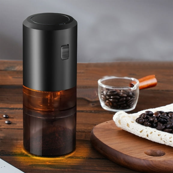 OEFNTAC Portable Coffee Grinder USB Rechargeable Ceramic Burr Adjustable Coarseness Wireless Electric Bean Mill Travel Camping Kitchen Brewing Tool Clean Brush Included 18cm Height