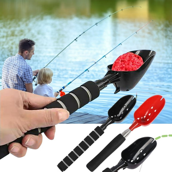OEFNTAC Portable Telescopic Fishing Bait Casting Spoon Aluminum Alloy Mini Spoon with Non Slip Handle for Outdoor Fishing Gear