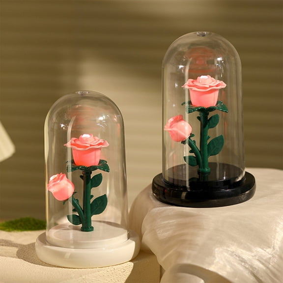 OEFNTAC Preserved Florals Night Light Valentines Decorative Mini LED Lamp Festive Birthday Home Bed Ambient Lighting Botanical Accent Desk Night Table Wedding Living Room Battery Required