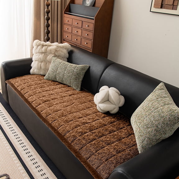 OEFNTAC Quilted Winter Sofa Cushion Thick Warm Non Slip Seat Pad Straight Row Couch Cover Chair Mat Living Room Bedroom Washable Furniture Protector Home Decorative Set Easy Maintenance Cozy