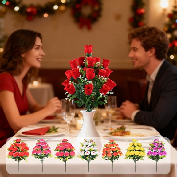 OEFNTAC Realistic Simulated Flower Home Decoration Fake Bouquet Artificial Flowers Low Maintenance Robust Plastic Material Versatile Decor Nature Feeling Sustainable Valentine Romance Holiday Decor