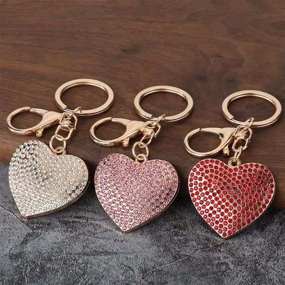 OEFNTAC Red Rhinestone Heart Metal Keychain Valentine Gift for Lover Elegant Pendant Durable Non-Rust Easy Carry Shine Decorative Bag Backpack Romantic Symbol Present Special Occasion