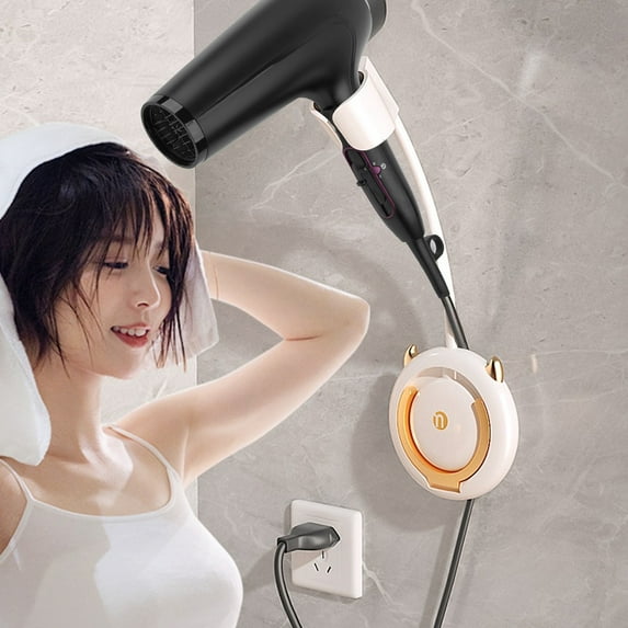 OEFNTAC Rotating Lazy Hair Dryer Rack Wall Mounted Adhesive Adjustable Holder Hands-Free Bathroom Organizer Strong Load No Drill 13.19x5in Home and Kitchen