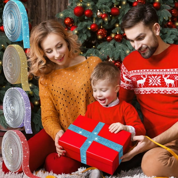 OEFNTAC Self Adhesive Crystal Rhinestone Ribbon 39.3in 2mm DIY Bling Sticker Strip Holiday Crafts Gift Decoration Roll