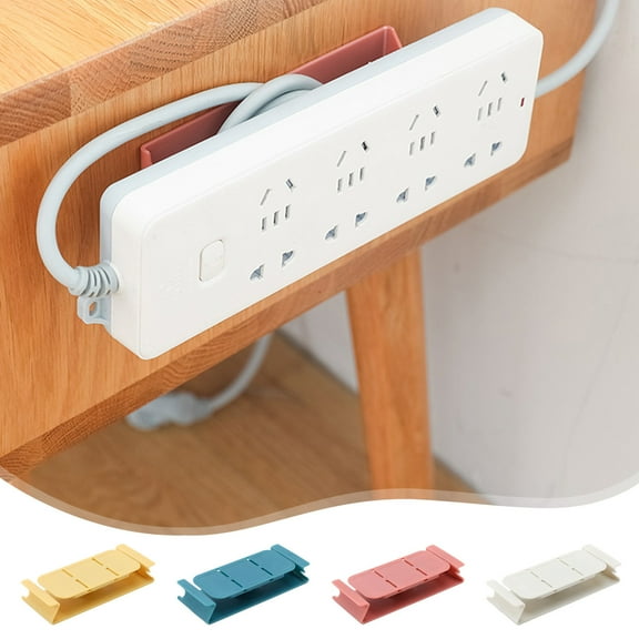 OEFNTAC Self-Adhesive Desktop Socket Fixer Cable Management Punch Socket Plug-in Bracket Stand Removable Reusable ABS 5.59x2.24in Home and Kitchen