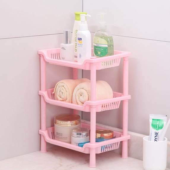 OEFNTAC Shelves Storage Shelves Storage Rack Rectangular Three-layer Kitchen Bathroom Plastic Storage Rack Floor Standing Rack