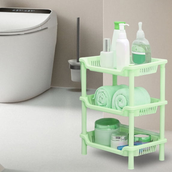 OEFNTAC Shelves Storage Shelves Storage Rack Rectangular Three-layer Kitchen Bathroom Plastic Storage Rack Floor Standing Rack