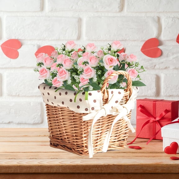 OEFNTAC Simulation Flowers Mini Roses Wedding Bridal Bouquet Living Room Flower Arrangement Decorative Gradient Rose Fake Flowers Ample Quantity Realistic Beautiful Valentine Romance