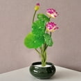 thumbnail image 1 of OEFNTAC Simulation Lotus Water Lily Arrangement Artificial Flower Buddha Hall Decorative Home Table Fish Tank Silk Rose Non Fading Gift Romantic 9.84in, 1 of 6