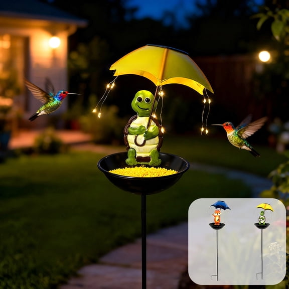 OEFNTAC Solar Garden Bird Feeder Light 2-in-1 Outdoor Courtyard Decoration Waterproof Durable Iron Night Fixture for Garden Lawn Balcony Easy Install Home Gift Nature Birdwatchers Light