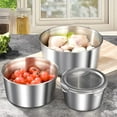 thumbnail image 1 of OEFNTAC Stainless Steel Salad Bowl with Lid Fresh Keeping Food Storage Container Mixing Cooking Bowl Set Stackable Airtight for Kitchen Meal Prep Refrigerator Organizer 15x8cm 13x7cm 11x6cm Silver, 1 of 9