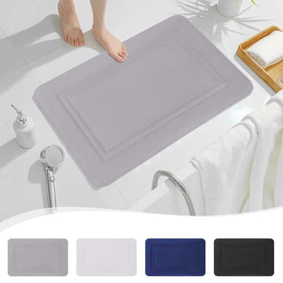 OEFNTAC Thick Striped Foam Bath Rug Soft Absorbent Velvet Bathroom Mat Non Slip Machine Washable Carpet Home Decoration Spa Comfort 15.74x23.62in