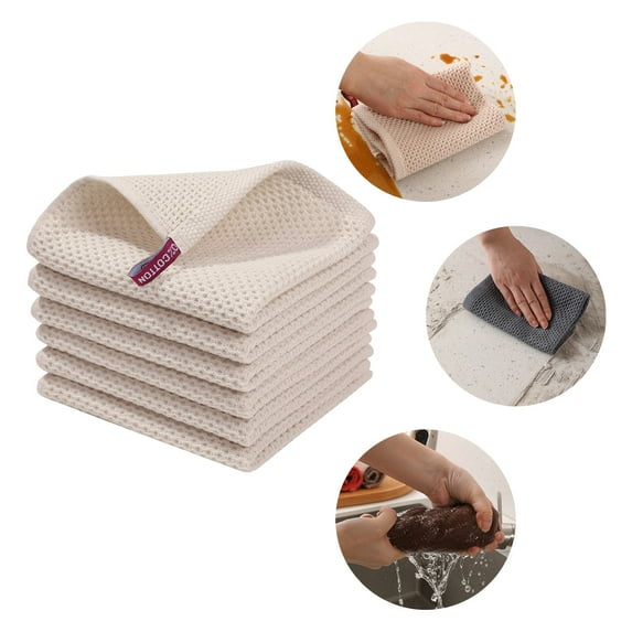 OEFNTAC Towels with Hook Towel Honeycomb Shaped for Kitchens Easy To Clean Dish Rags Dry and Wet Use Kitchen Rags Beige,Coffee,Gray 25.0x25.0x1.5cm