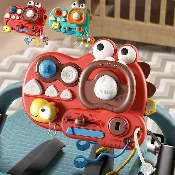 OEFNTAC Toys Dinosaur Busy Steering Wheel Toy with Multi-Activity Features for Fine Motor Skill Training and Interactive Play 8 x 6.1 x 2.2 in Magnetic Blocks
