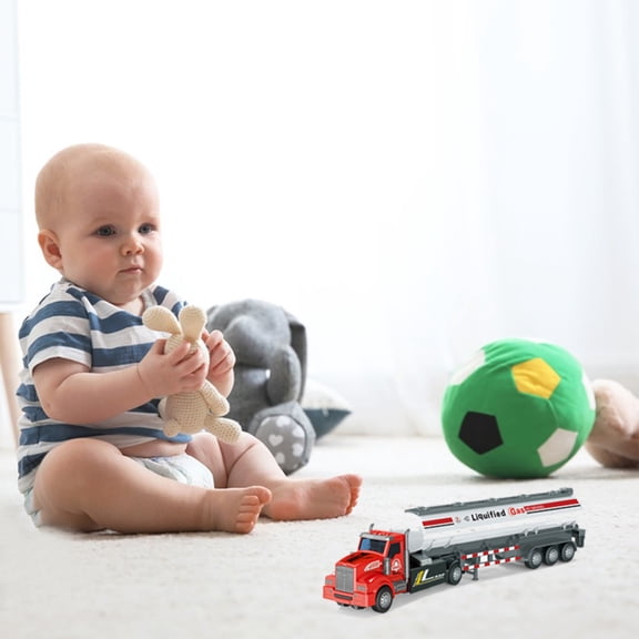OEFNTAC Toys Simulation Pull Back Alloy Tanker Truck Engineering Vehicle Model with Opening Doors for Children Ages 2+ 13.2x3.5x2.4in Learning Toys
