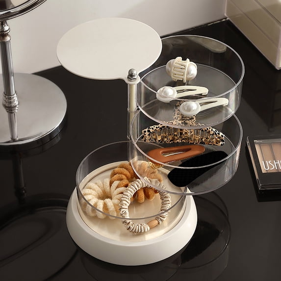 OEFNTAC Transparent Rotating Multi-layer Jewelry Storage Box Ring Earring Jewelry Box Hair Clip Hair Ring Jewelry Box