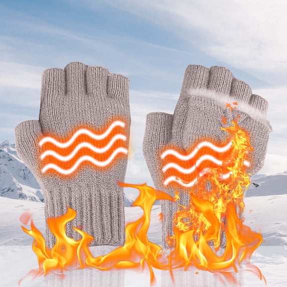 OEFNTAC USB Heated Gloves Half Finger Touchscreen Warm Winter Gloves with Power Bank for Women Rechargeable