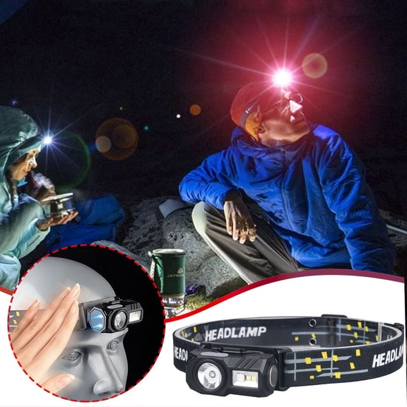 OEFNTAC USB Induction Headlight LED Night Fishing Running Strong Light 5 Modes Magnetic Clip Type-C Rechargeable Lightweight 35.5g 500M Range 10-40hr Runtime