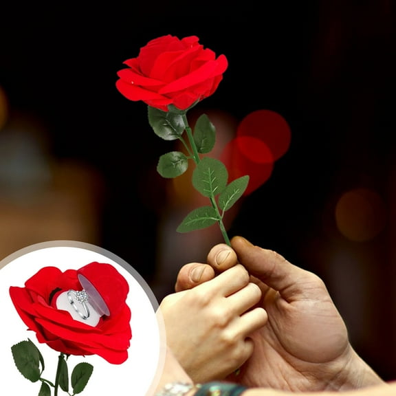 OEFNTAC Valentine Rose Ring Box Multi Layer Rose Proposal Ring Box Holiday Gift Box This Valentine Rose Ring Box Stands Out Unique Multi Layer Rose Container Rings 11. 02in