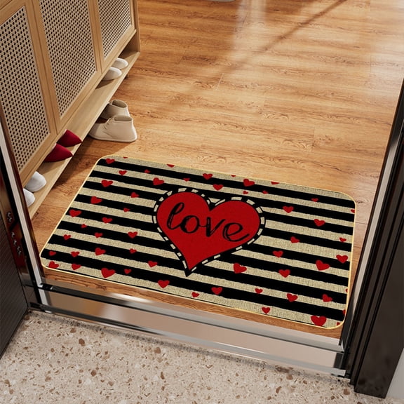 OEFNTAC Valentine's Day Mat Porch Door Mat Love Romantic Holiday Decoration Mat Suitable Size Materials Valentine's Day Theme Design Multi Function Applicable Couples Home Decor Welcome Mat