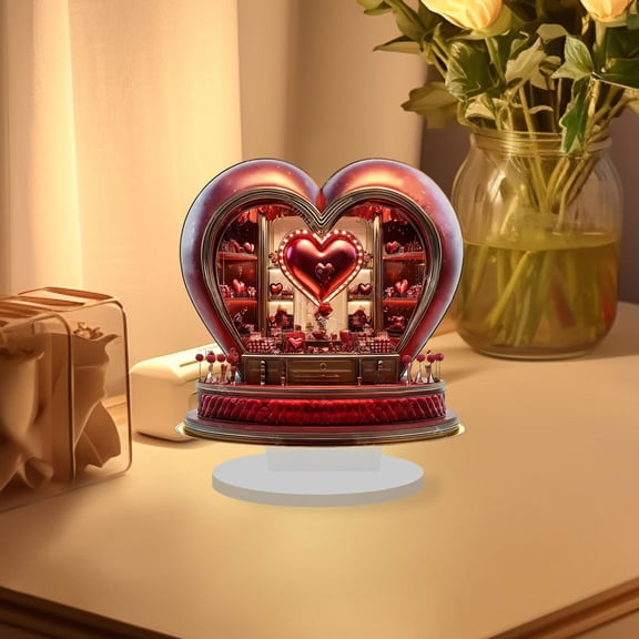 OEFNTAC Valentines Day Red 2D Flat Table Decorations Romance Theme 2D Graphic Design Bright Colors Easy Place Easy Clean Maintain Valentine Romance Desktop Decoration