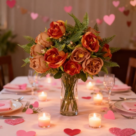 OEFNTAC Valentines Day Rose Bouquet Multi Headed Rose Hand Bouquet Materials Craftsmanship Multiple Color Combinations Handheld Optimized Structural Suitable Valentine Romance Artificial Flowers