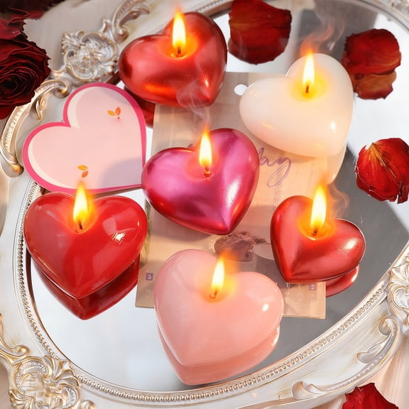 OEFNTAC Valentines Themed Scented Wax Candles Small Heart Set Soy Blend Fragrant Mini Candles Relaxing Aromatherapy Party Favors Romantic Gift Boxed Holiday Decor