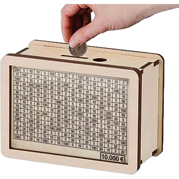 OEFNTAC Wooden Money Box Counter Crafts Portable Savings Storage Case Large Capacity Decorative Durable Secure for Adults Children Festival Gift Home Organizer