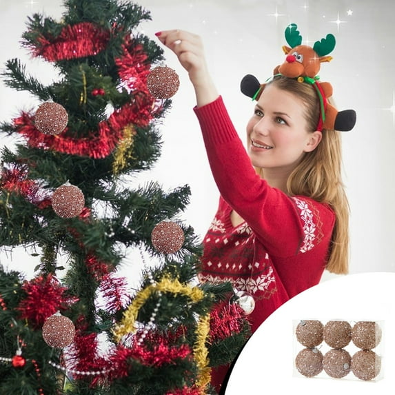 OEFNTAC Xmas Tree Christmas Ornaments Set Shatterproof Christmas Decor Lightweight Foam Ball Decorations for Tree, Home & Party with Hanging Strings Christmas Tree Decorations