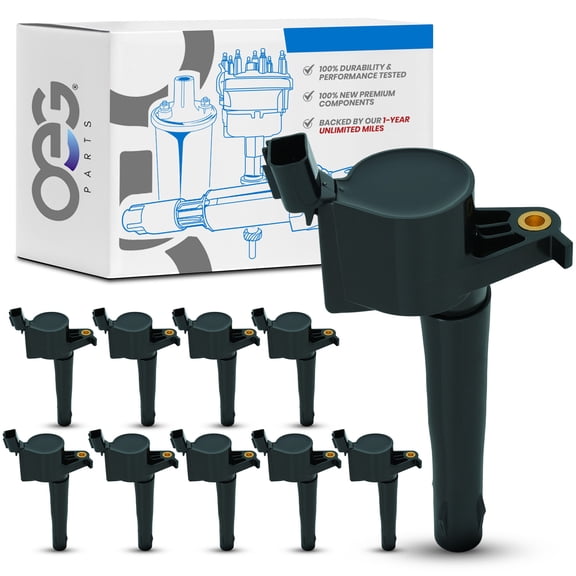 OEG Parts New Pack of 10 Ignition Coils Replacement For Ford F-250 Super Duty, F-350 Super Duty, F-450 Super Duty, F-550 Super Duty 6.8L 2005-2008 0221504705 0986MG2214 3L3E-12A366-CA 3L3U-12A366-BB