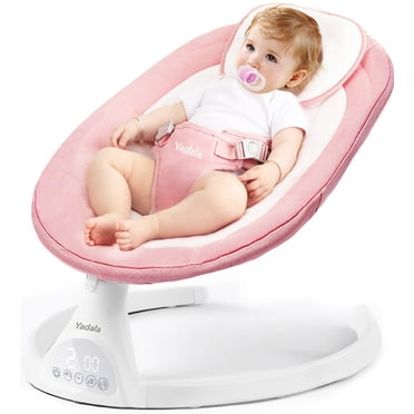 OEIKPFN Electric Baby Swing for Infants Bouncer for Boy Girl with Bluetooth, Remote Control, 5 Speeds, 10 Music Pink