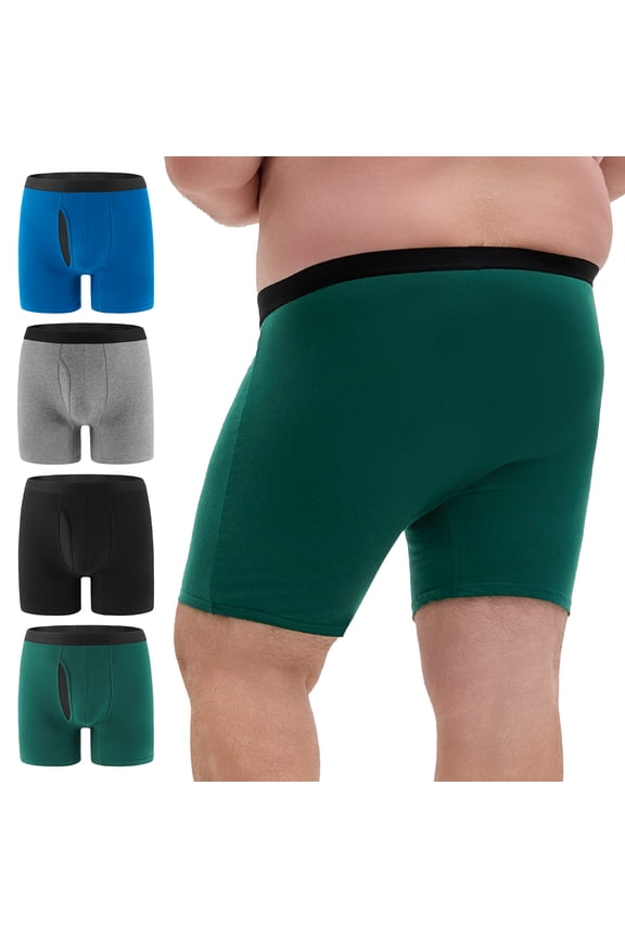 Big and Tall Boxer Briefs 4-Pack, Cotton Breathable Men's Underwear XL-5XL(3XL,Dark)