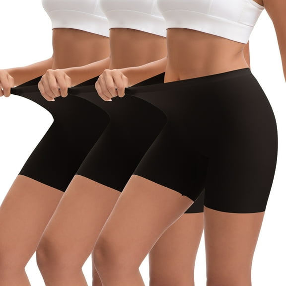 OEIOEI No Show Slip Shorts for Women High Waisted Seamless Underwear 3 Pack(2XL,Black)