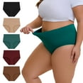 thumbnail image 1 of OEIOEI Plus Size XL-5XL Cotton Underwear for Women High Waist Full Coverage Briefs 5 Pack(3XL,Dark), 1 of 8