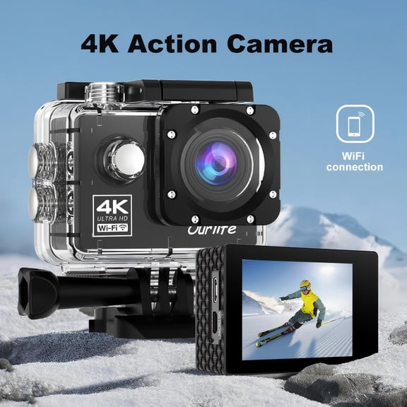 OEKE 4K Action Camera, 30M Waterproof Vlogging Camcorder with Mounting Accessories Kit, Classic Black
